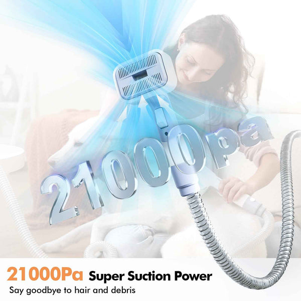 LOVEEPEE Pet Grooming Vacuum Set: Dog Shedding Vacuum With Grooming & Hair Dryer Functions, 9-in-1 Pet Brush Vacuum Equipped With Electric Clippers, 21KPa Adjustable Speed & Temperature - 3L Dust Bin