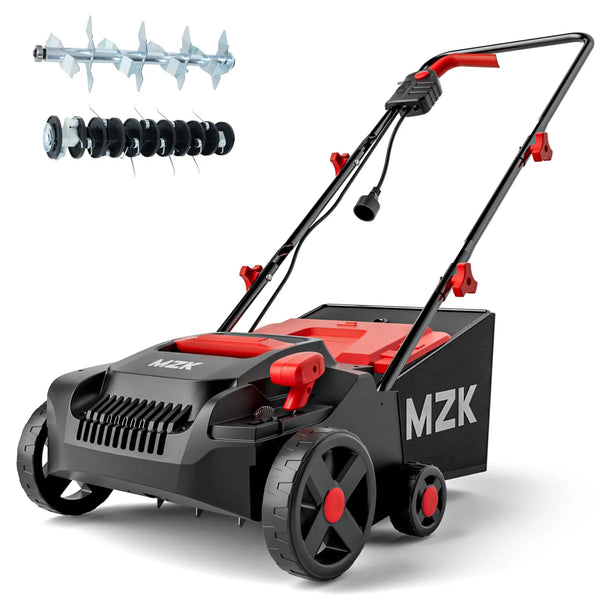 MZK 13-inch 12-Amp 2-in-1 Electric Dethatcher for Lawn Health with Removable 8-Gallon Collection Bag - MZK