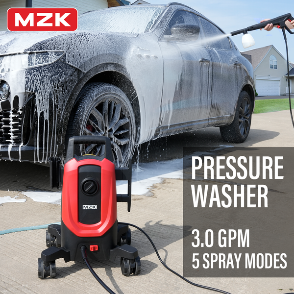 MZK Electric Pressure Washer, Power Washer with 4 Quick - Connect Nozzles and Foam Cannon for Easy Replacement, High - Pressure Cleaning of Cars, Fences, Driveways - MZK