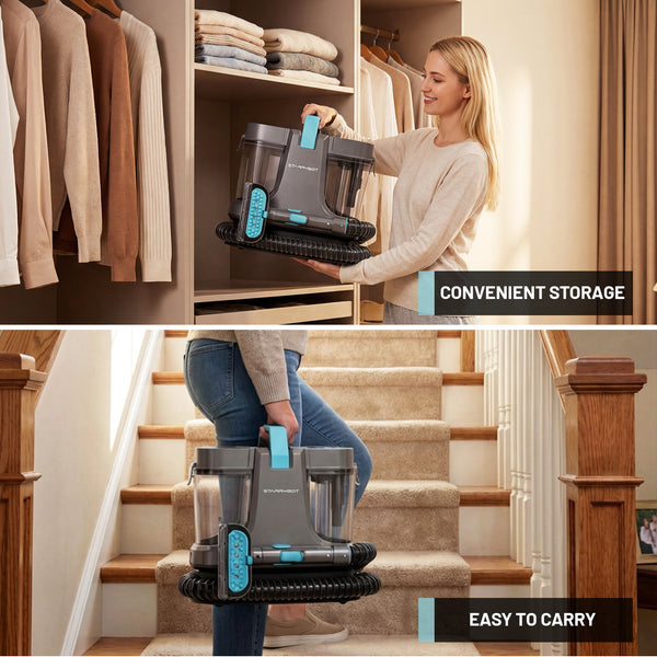 Starrybot Portable Carpet Cleaner Machine with Steam and Heating Techology,18Kpa Powerful Suction for Stairs/Furniture/Rug