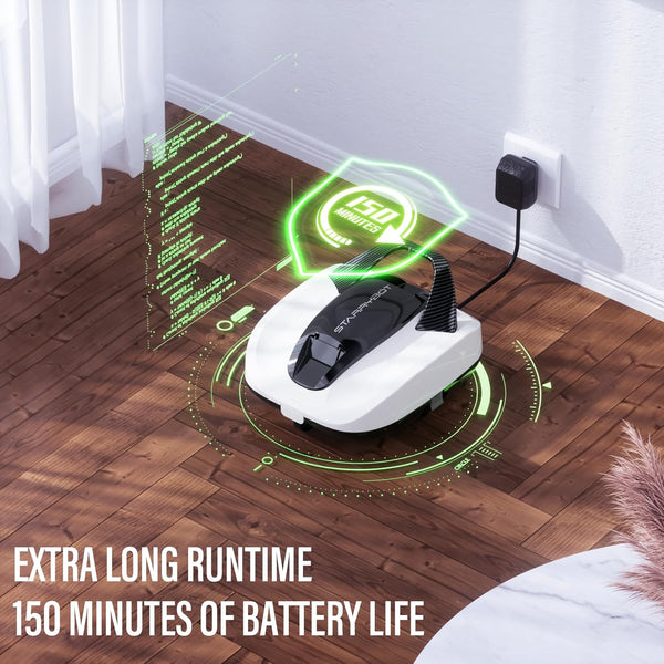 Starrybot Cordless Robotic Pool Cleaner, Portable Swimming Robotic Pool Vacuum Self-Parking Technology,150Mins Runtime,Pool up to 900 Sq.Ft, Ideal for Above-Ground Pools - MZK