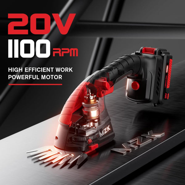 MZK 2-in-1 20V Pole Mini Hedge Trimmer & Grass Shear, 13ft Reach, Electric Hedge Trimmer with Extension Pole, Multi-Angle (Battery and Charger Included) - MZK