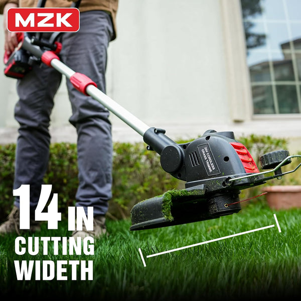 MZK 20V 12'' Cordless String Trimmer, Grass Trimmer&Edger with 4 Replacement Spools, Battery Powered Lightweight Weed Trimmer with Auto Line Feed(Battery and Fast Charger Included) - MZK
