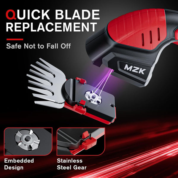 MZK 2-in-1 20V Pole Mini Hedge Trimmer & Grass Shear, 13ft Reach, Electric Hedge Trimmer with Extension Pole, Multi-Angle (Battery and Charger Included) - MZK