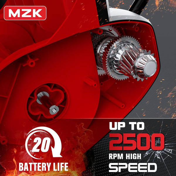 MZK 20V 13-Inch Cordless Snow Shovel with Battery, Charger, Directional Plate - Battery Powered Snow Thrower - MZK