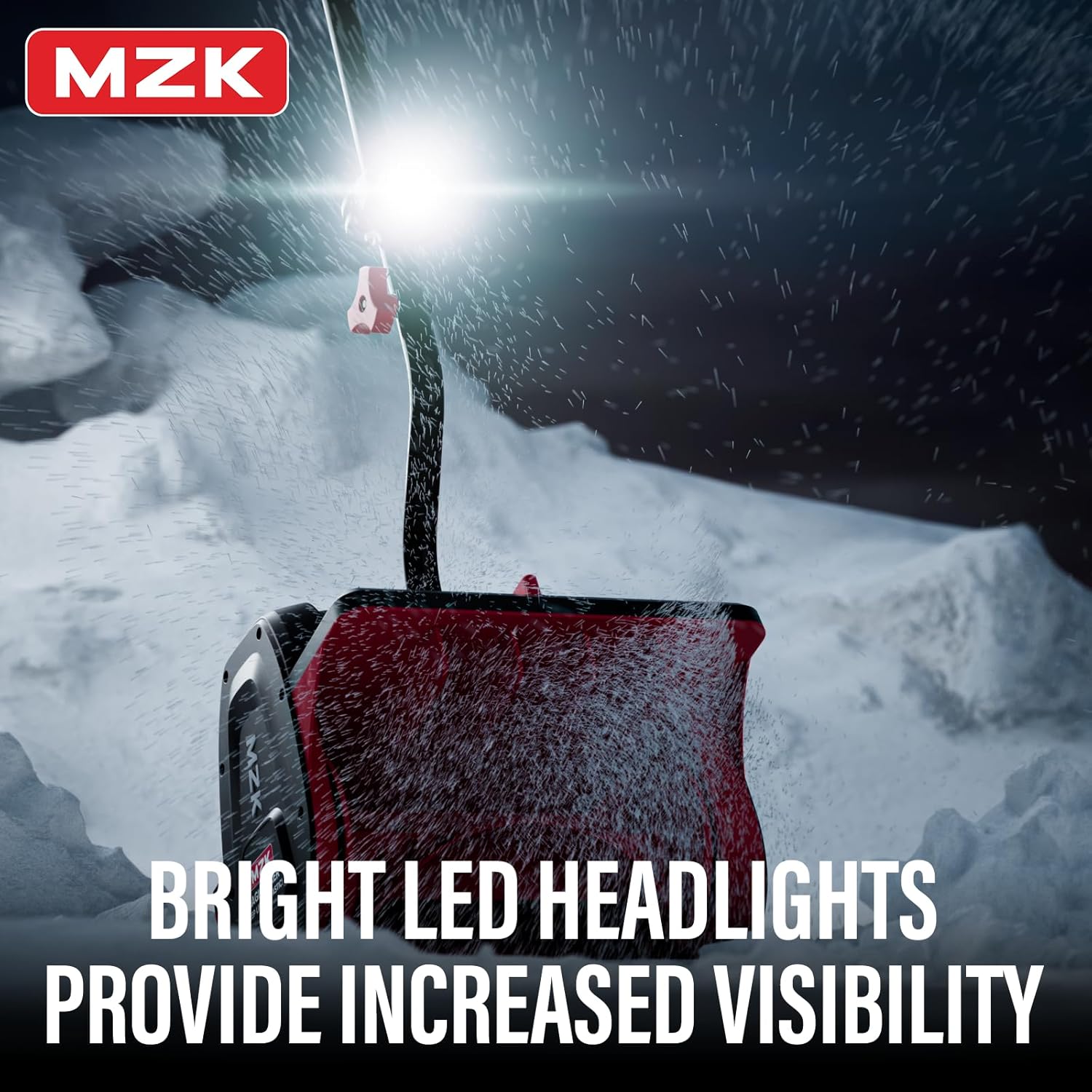 MZK 20V 13-Inch Cordless Snow Shovel with Battery, Charger, Directional Plate - Battery Powered Snow Thrower - MZK