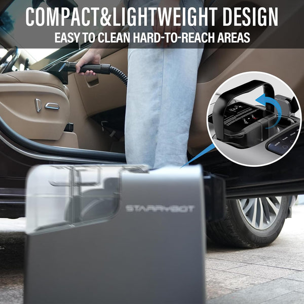 Starrybot Portable Carpet & Upholestery Cleaner Machine with Steam and Heating Techology, 15Kpa Powerful Suction with Versatile Tools for Pet, Couch, Car,Self-Cleaning, Spot Cleaner for Stair/Furniture - MZK