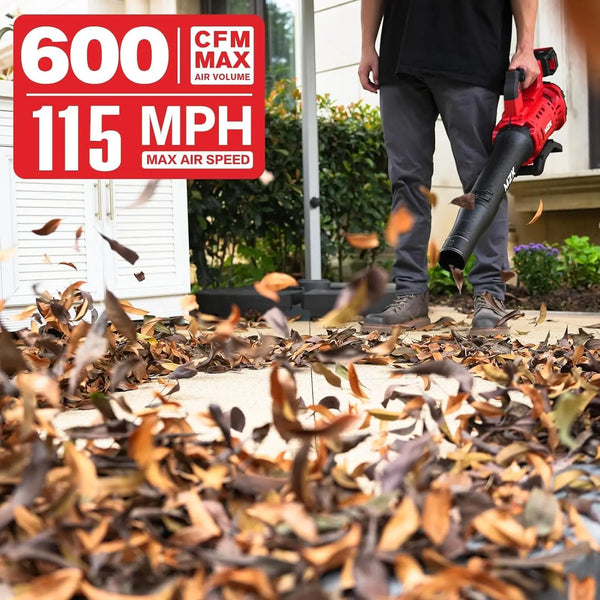 MZK 20V Brushless Leaf Blower, 600CFM Blower Cordless with 4.0Ah Battery and Fast Charger, Lightweight Blower for Lawn Care, Yard, Driveway - MZK