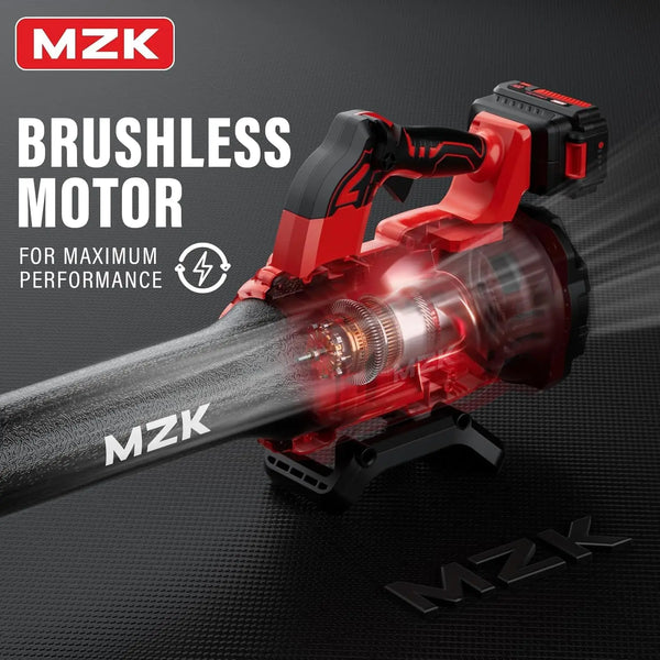 MZK 20V Brushless Leaf Blower, 600CFM Blower Cordless with 4.0Ah Battery and Fast Charger, Lightweight Blower for Lawn Care, Yard, Driveway - MZK
