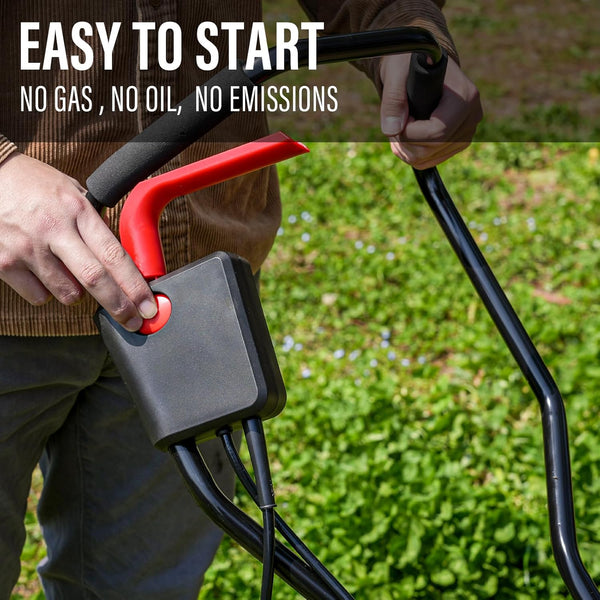 MZK 16-Inch 13-Amp Corded Electric Tiller/Cultivator, 8-inch tillling Depth with Adjustable Wheels, Foldable Electric Rototiller for Garden Soil Digging - MZK