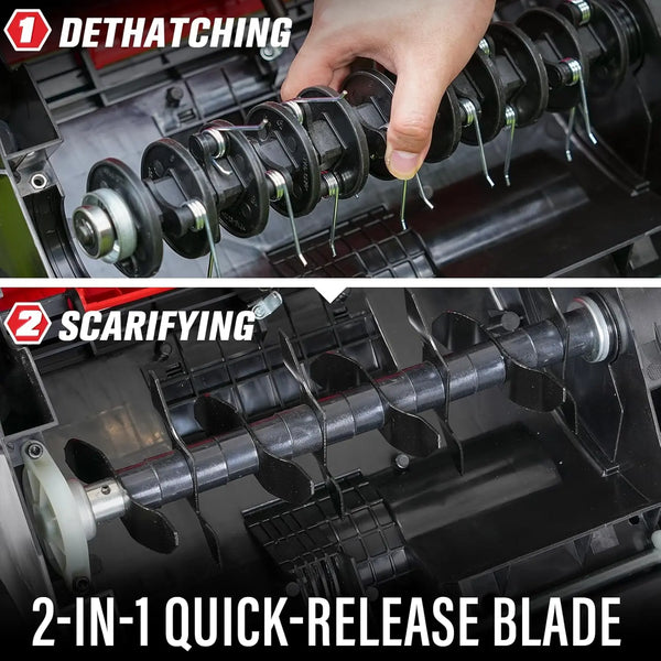 MZK 13-inch 12-Amp 2-in-1 Electric Dethatcher for Lawn Health with Removable 8-Gallon Collection Bag - MZK