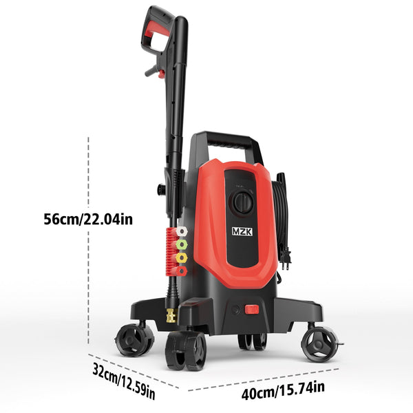 MZK Electric Pressure Washer, Power Washer with 4 Quick - Connect Nozzles and Foam Cannon for Easy Replacement, High - Pressure Cleaning of Cars, Fences, Driveways - MZK