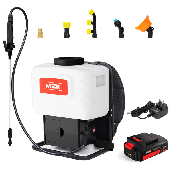MZK 4.2 Gallon Battery Powered Backpack Sprayer-2.0AH Lithium Ion Electric Backpack Sprayer-for Weeding, Spraying, and Cleaning, Multiple Nozzles & Battery Included,BS4D05 - MZK