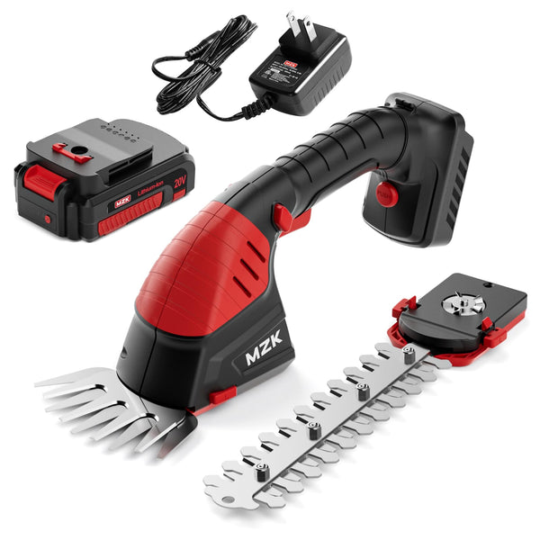 MZK 20V Cordless Hedge Trimmer, Electric Shrub Trimmer Grass Shears Handheld Grass Cutter, Hedge Shear for Garden, Lawn(2.0Ah Battery and Charger Included),HT08D10 - MZK