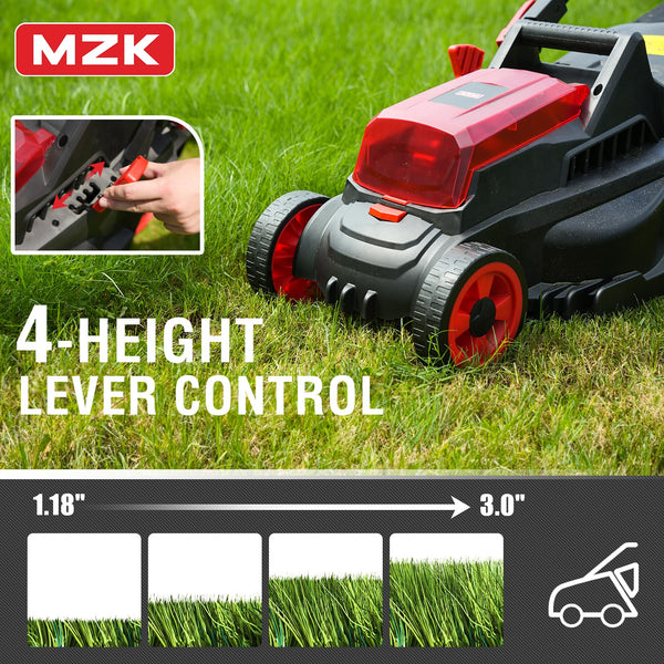 MZK 40V(2 x 20V) 13”Cordless Electric Lawn Mower,with 4-Position Height Adjustment,Compact and Lightweight Push Battery Powered Lawn Mower (2 * 4AH Batteries) - MZK