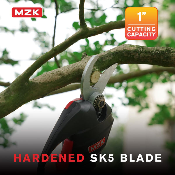 MZK 20V Pole Pruning Shear - Battery Powered Cordless Electric Tree Pruner with 12-ft Reach, 1.2 Inch Cutting Diameter, Rechargeable Battery & Charger Included - MZK