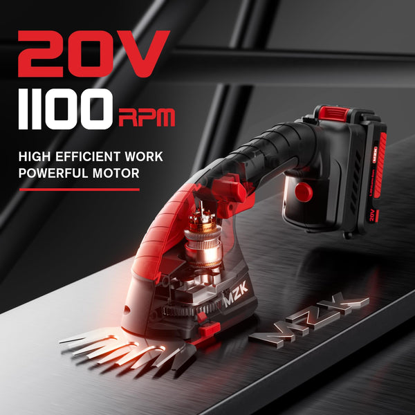 MZK 20V Cordless Hedge Trimmer, Electric Shrub Trimmer Grass Shears Handheld Grass Cutter, Hedge Shear for Garden, Lawn(2.0Ah Battery and Charger Included),HT08D10 - MZK