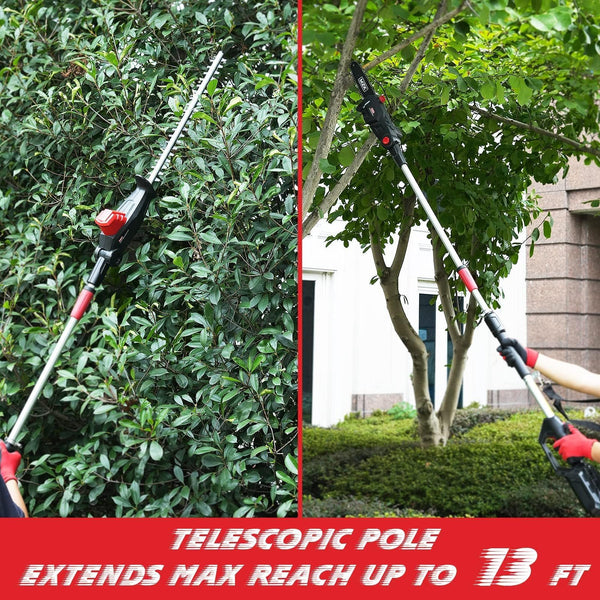 MZK Polesaw + Pole Hedge Trimmer Comb, 4Ah Battery and Charger Included - MZK