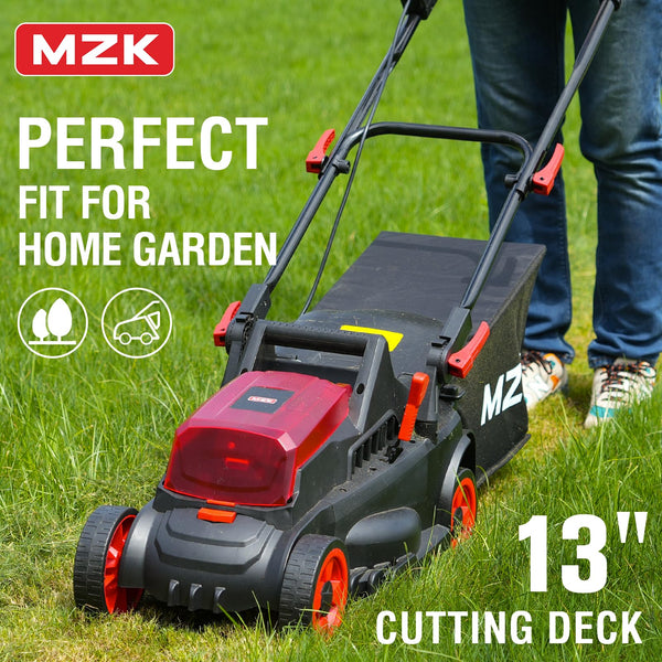 MZK 40V(2 x 20V) 13”Cordless Electric Lawn Mower,with 4-Position Height Adjustment,Compact and Lightweight Push Battery Powered Lawn Mower (2 * 4AH Batteries) - MZK