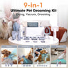 LOVEEPEE Pet Grooming Vacuum Set: Dog Shedding Vacuum With Grooming & Hair Dryer Functions, 9-in-1 Pet Brush Vacuum Equipped With Electric Clippers, 21KPa Adjustable Speed & Temperature - 3L Dust Bin