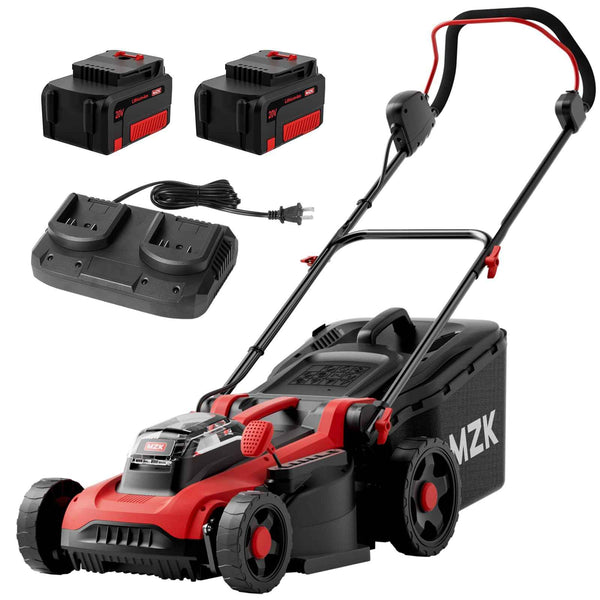 MZK 40V 16" Electric Lawn Mower, 2-in-1 Brushless Cordless Lawn Mower, Walk-Behind Push Mowers with 5-Position Height Adjustment, 2 x 4.0Ah Batteries & Charger