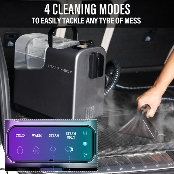 Starrybot Portable Carpet & Upholestery Cleaner Machine with Steam and Heating Techology, 15Kpa Powerful Suction with Versatile Tools for Pet, Couch, Car,Self-Cleaning, Spot Cleaner for Stair/Furniture - MZK